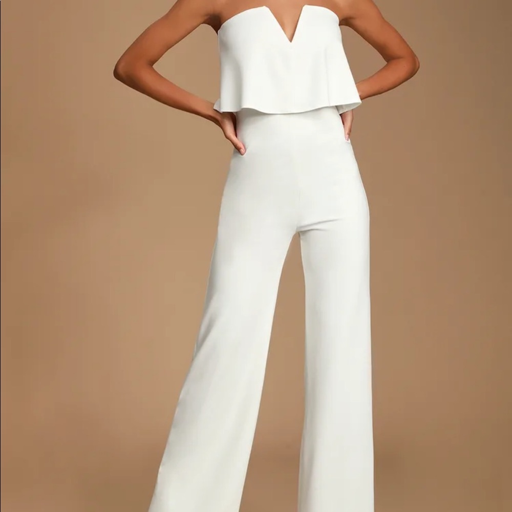 Lulu’s Power of Love White Strapless Jumpsuit